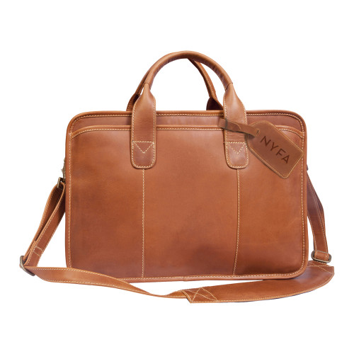  Canyon Tan Buffalo Valley Briefcase - NYFA Primary Mark Engraved