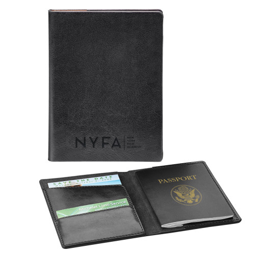  Fabrizio Black RFID Passport Holder - NYFA Tagline Engraved