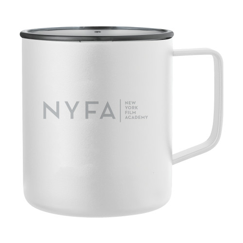  Rover Camp Vacuum Insulated White Mug 14oz - NYFA Tagline Engraved