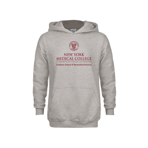  Youth Grey Fleece Hood - NYMC Graduate School of Biomedical Sciences Stacked