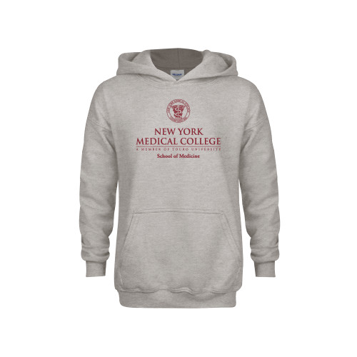  Youth Grey Fleece Hood - NYMC School of Medicine Stacked