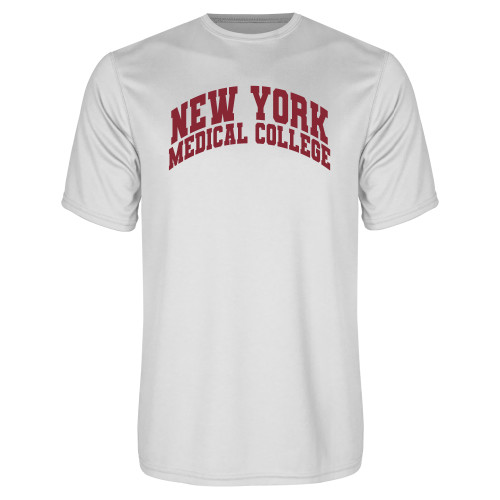  White Performance Tee - New York Medical College Spirit Mark Arched