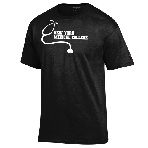  Champion Black T Shirt - New York Med College Stethoscope