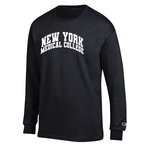  Champion Black Long Sleeve T Shirt - New York Medical College Spirit Mark Arched