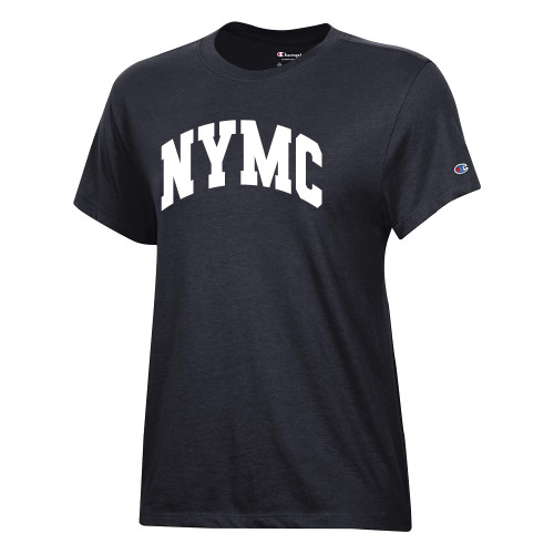  Champion Womens Black Core Short Sleeve Tee - NYMC Spirit Mark Arched