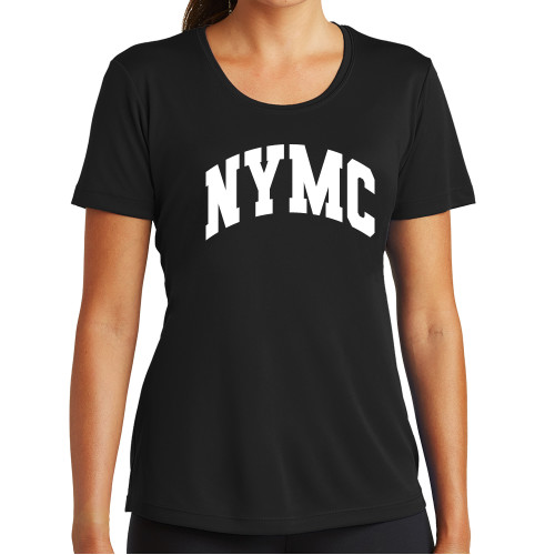  Womens Black Performance Tee - NYMC Spirit Mark Arched