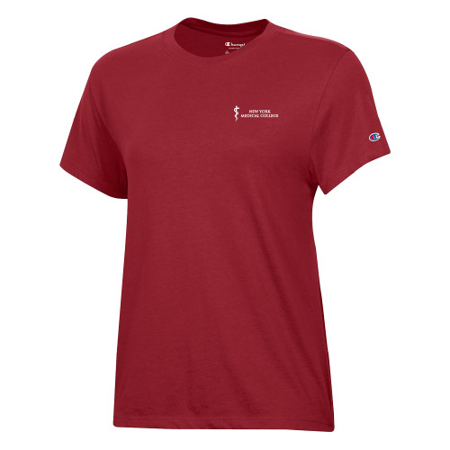  Champion Womens Cardinal Core Short Sleeve Tee - New York Medical College - Caduceus
