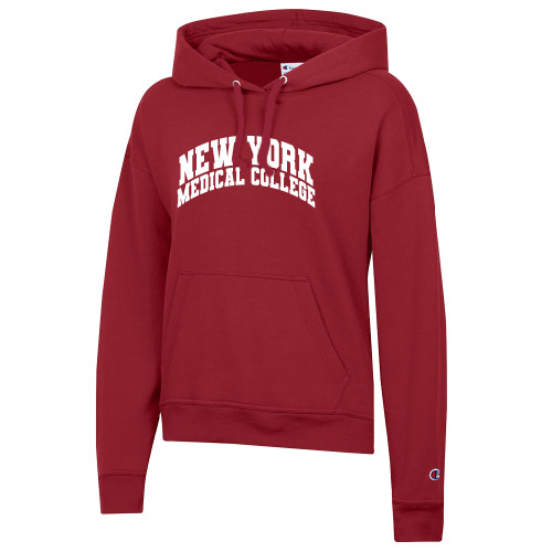  Champion Womens Cardinal Powerblend Pullover Hood - New York Medical College Spirit Mark Arched