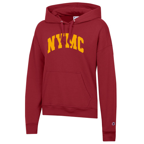  Champion Womens Cardinal Powerblend Pullover Hood - NYMC Spirit Mark Arched
