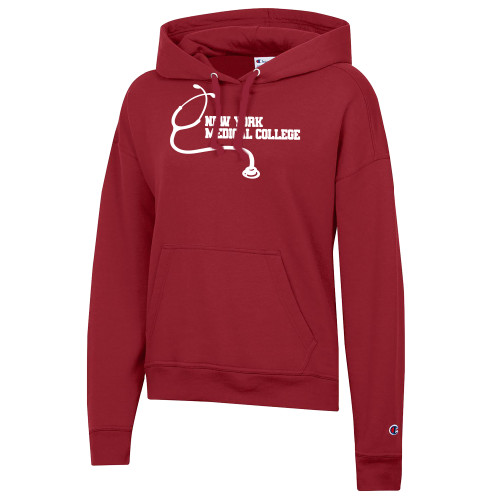  Champion Womens Cardinal Powerblend Pullover Hood - New York Med College Stethoscope