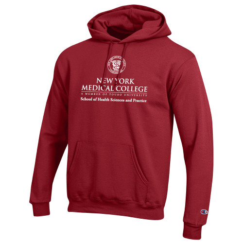  Champion Cardinal Fleece Hoodie - NYMC School of Health Sciences and Practice Stacked