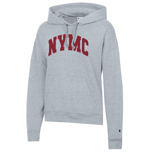  Champion Womens Oxford Grey Powerblend Pullover Hood - NYMC Spirit Mark Arched