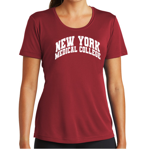  Womens Cardinal Performance Short Sleeve Tee - New York Medical College Spirit Mark Arched