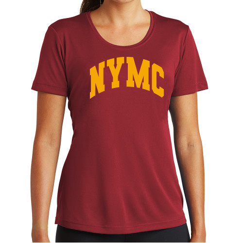  Womens Cardinal Performance Short Sleeve Tee - NYMC Spirit Mark Arched