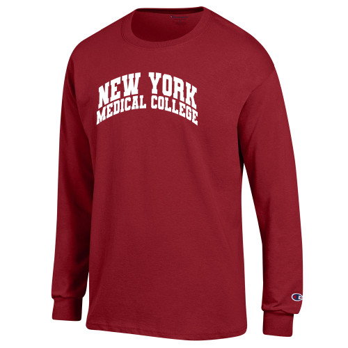  Champion Cardinal Long Sleeve T Shirt - New York Medical College Spirit Mark Arched