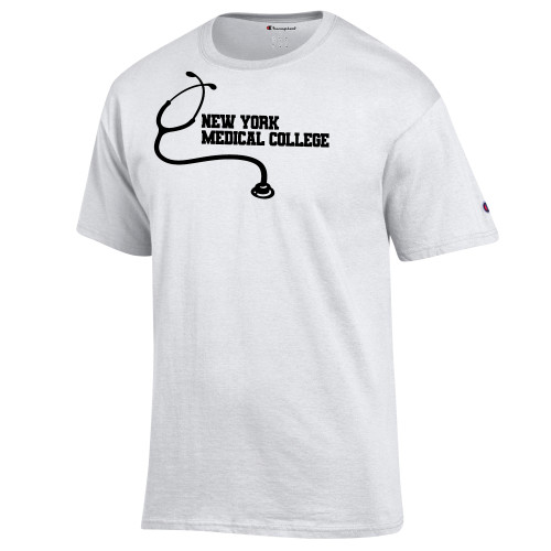  Champion White T Shirt - New York Med College Stethoscope