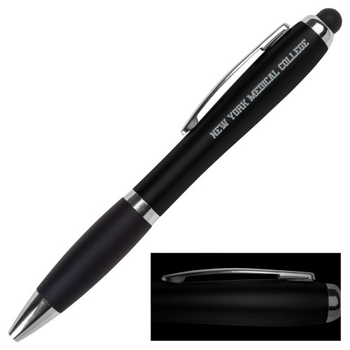  LIGHT UP LOGO Black Stylus Pen - New York Medical College Spirit Mark Engraved