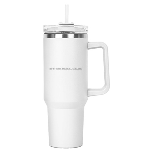  Hippo White Mug & Straw Lid with Twist Closure 40 oz - New York Medical College Spirit Mark Engraved