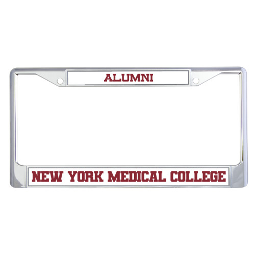 Metal License Plate Frame in Chrome - New York Medical College Spirit Mark