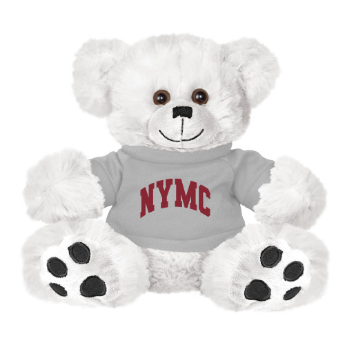  Plush Big Paw 8 1/2 inch White Bear w/Grey Shirt - NYMC Spirit Mark Arched