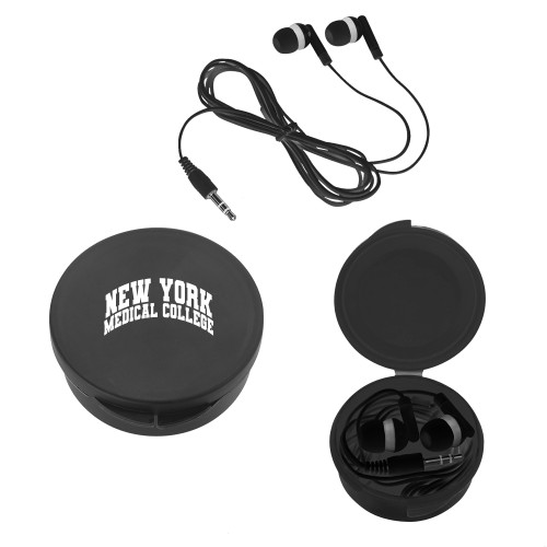  Ear Buds in Black Case - New York Medical College Spirit Mark Arched