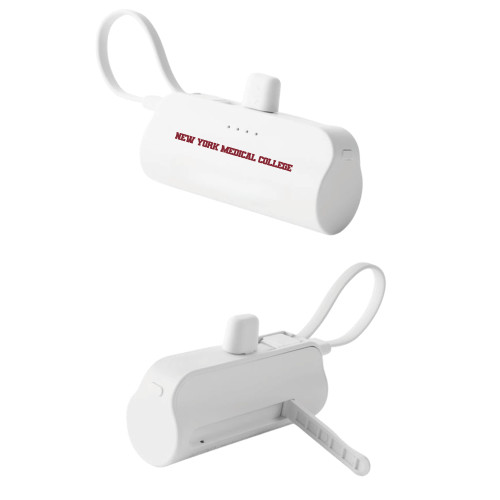  Sidekick White 4500 mAh Power Bank - New York Medical College Spirit Mark