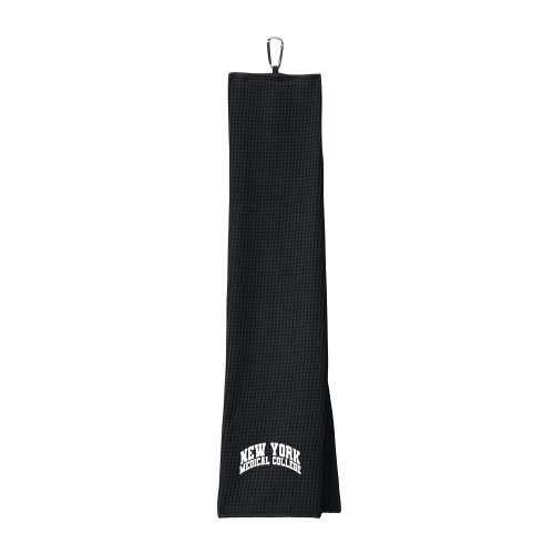  Black Waffle Microfiber Golf Towel - New York Medical College Spirit Mark Arched
