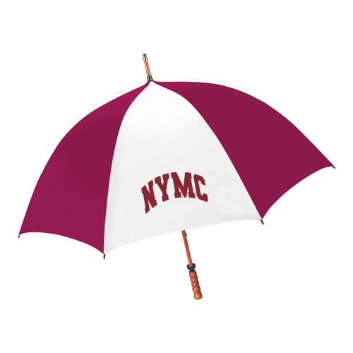  62 Inch Cardinal/White Umbrella - NYMC Spirit Mark Arched