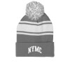 Thumbnail image for  Grey/White Two Tone Knit Pom Beanie w/Cuff