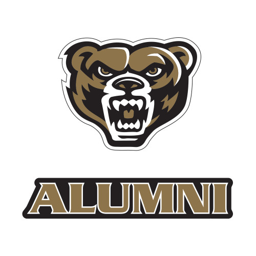 Oakland University Black & White Golden Grizzly Bear Head Car Decal