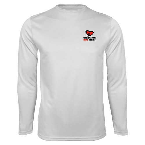  White Performance Long Sleeve Shirt - OBR Vertical Primary Mark