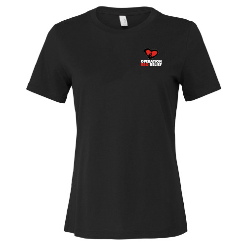  Bella + Canvas Womens Black Relaxed Cotton T Shirt - OBR Vertical Primary Mark