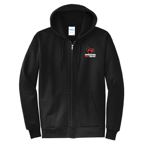  Extended Black Fleece Full Zip Hoodie - OBR Vertical Primary Mark