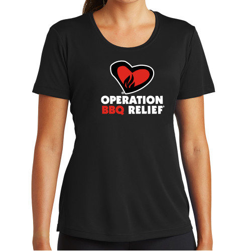  Womens Black Performance Tee - OBR Vertical Primary Mark