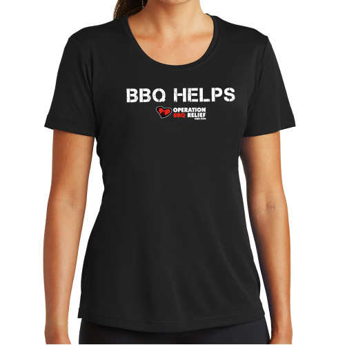  Womens Black Performance Tee - OBR BBQ Helps