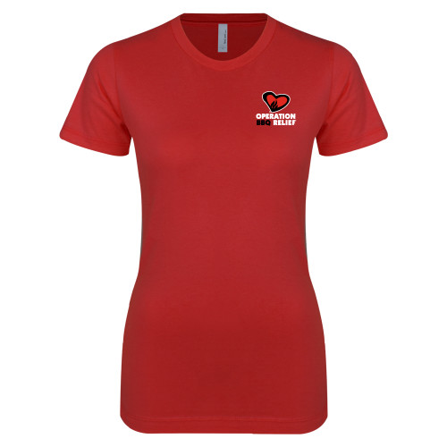  Next Level Womens Red Boyfriend Tee - OBR Vertical Primary Mark