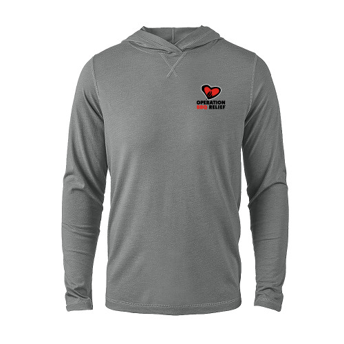  Grey Heather Long Sleeve Hooded Tee - OBR Vertical Primary Mark