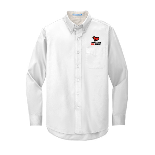  White Twill Button Down Long Sleeve - OBR Vertical Primary Mark