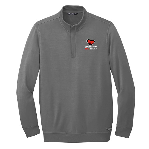  TravisMathew Grey Newport 1/4 Zip Fleece - OBR Vertical Primary Mark