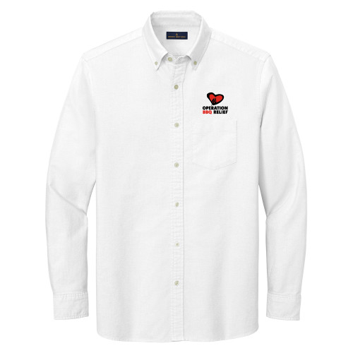  Brooks Brothers Mens White Casual Oxford Cloth Shirt - OBR Vertical Primary Mark