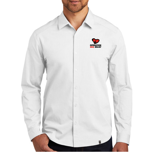  OGIO White Commuter Woven Shirt - OBR Vertical Primary Mark