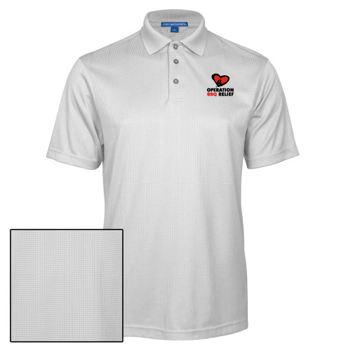  White Performance Fine Jacquard Polo - OBR Vertical Primary Mark