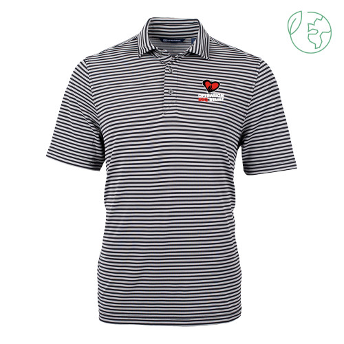  C&B Black Virtue Eco Pique Stripe Polo - OBR Vertical Primary Mark