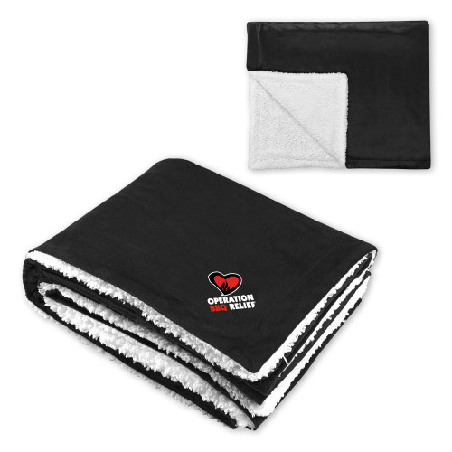  Super Soft Luxurious Black Sherpa Throw Blanket - OBR Vertical Primary Mark