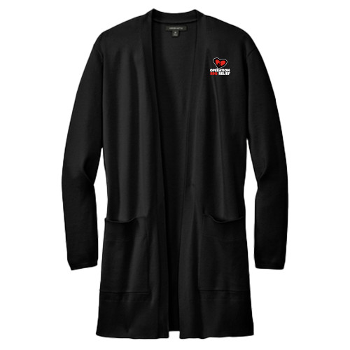  Mercer + Mettle Womens Black Open Front Cardigan Sweater - OBR Vertical Primary Mark
