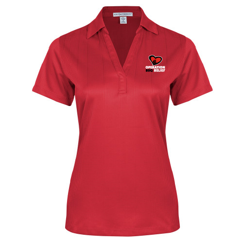  Womens Red Performance Fine Jacquard Polo - OBR Vertical Primary Mark