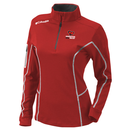  Columbia Womens Omni Wick Red 1/4 Zip - OBR Vertical Primary Mark