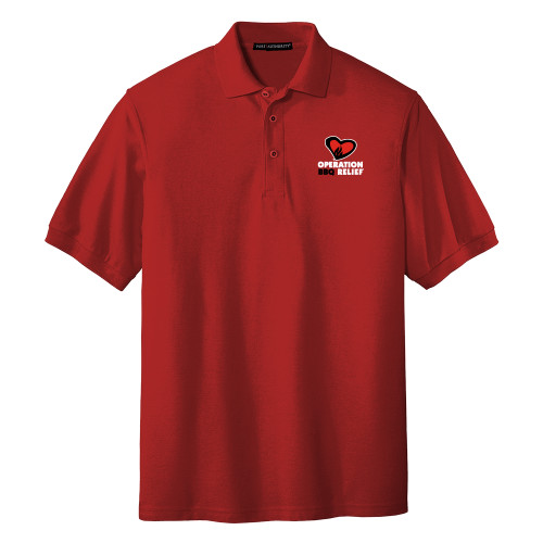  Red Silk Touch Polo - OBR Vertical Primary Mark