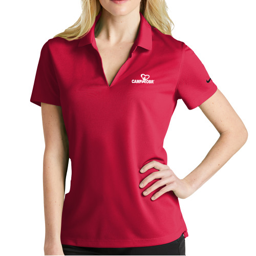  Nike Womens Red Golf Dri Fit Micro Pique Polo - Camp OBR
