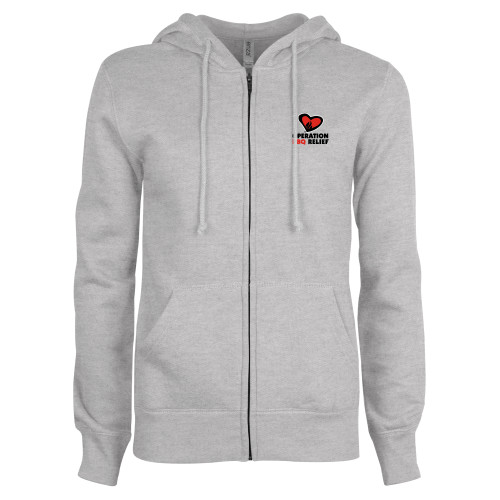  ENZA Womens Grey Fleece Full Zip Hoodie - OBR Vertical Primary Mark